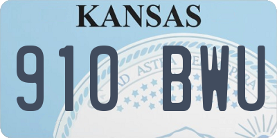 KS license plate 910BWU