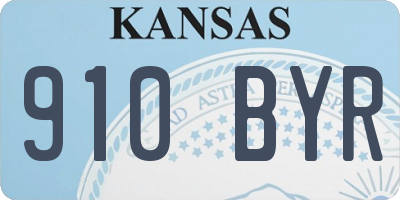 KS license plate 910BYR