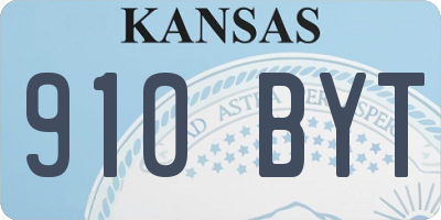 KS license plate 910BYT