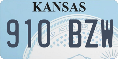 KS license plate 910BZW