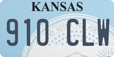 KS license plate 910CLW