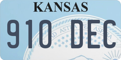 KS license plate 910DEC