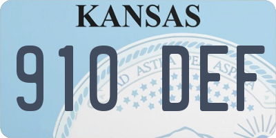 KS license plate 910DEF