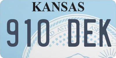 KS license plate 910DEK