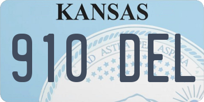 KS license plate 910DEL