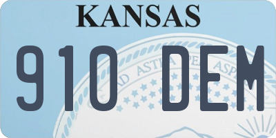 KS license plate 910DEM