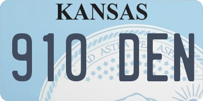 KS license plate 910DEN