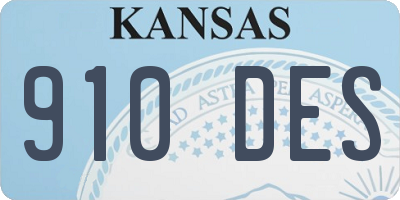 KS license plate 910DES