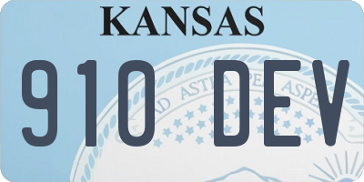 KS license plate 910DEV