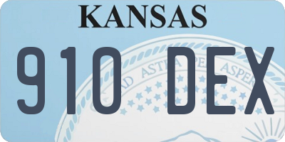 KS license plate 910DEX