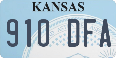 KS license plate 910DFA