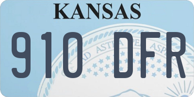 KS license plate 910DFR