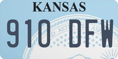 KS license plate 910DFW
