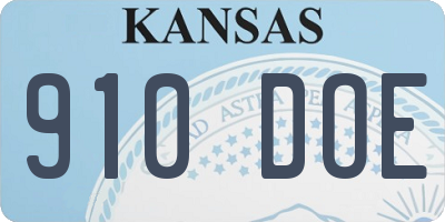 KS license plate 910DOE