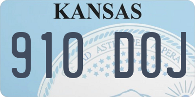 KS license plate 910DOJ