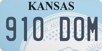 KS license plate 910DOM