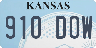 KS license plate 910DOW