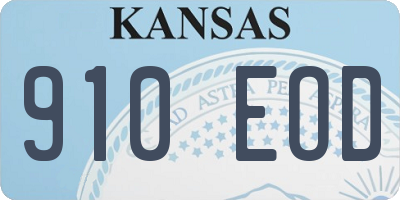 KS license plate 910EOD