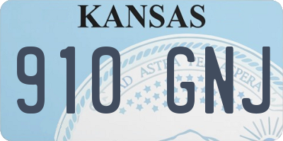 KS license plate 910GNJ