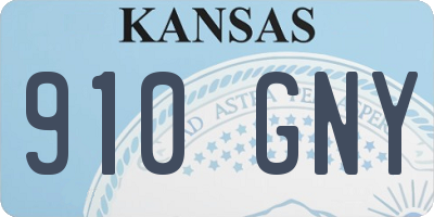 KS license plate 910GNY