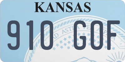 KS license plate 910GOF