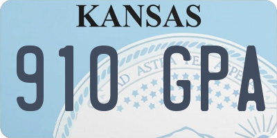 KS license plate 910GPA