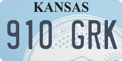 KS license plate 910GRK