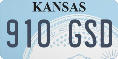 KS license plate 910GSD