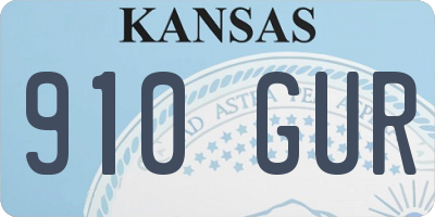 KS license plate 910GUR