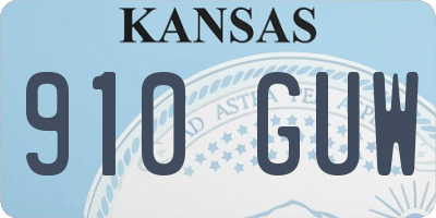 KS license plate 910GUW