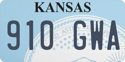 KS license plate 910GWA