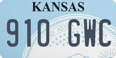 KS license plate 910GWC