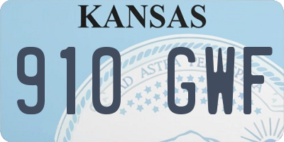 KS license plate 910GWF