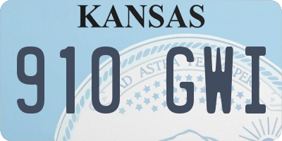 KS license plate 910GWI