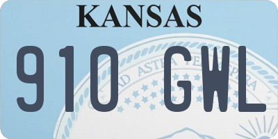 KS license plate 910GWL