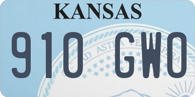 KS license plate 910GWO