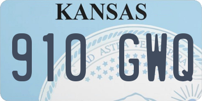 KS license plate 910GWQ
