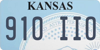 KS license plate 910IIO