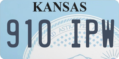 KS license plate 910IPW