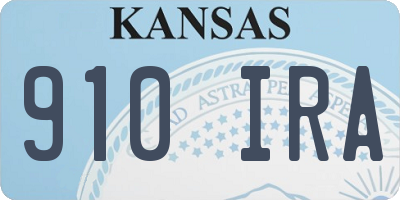KS license plate 910IRA