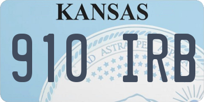 KS license plate 910IRB