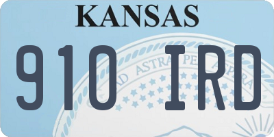 KS license plate 910IRD