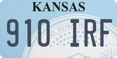 KS license plate 910IRF