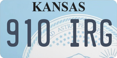 KS license plate 910IRG