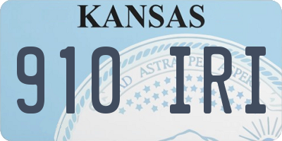 KS license plate 910IRI