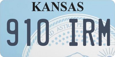 KS license plate 910IRM