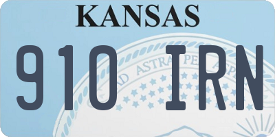 KS license plate 910IRN