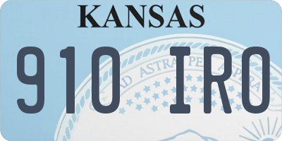 KS license plate 910IRO