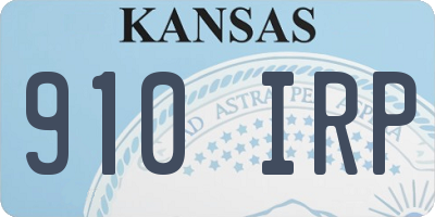 KS license plate 910IRP