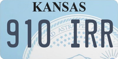KS license plate 910IRR